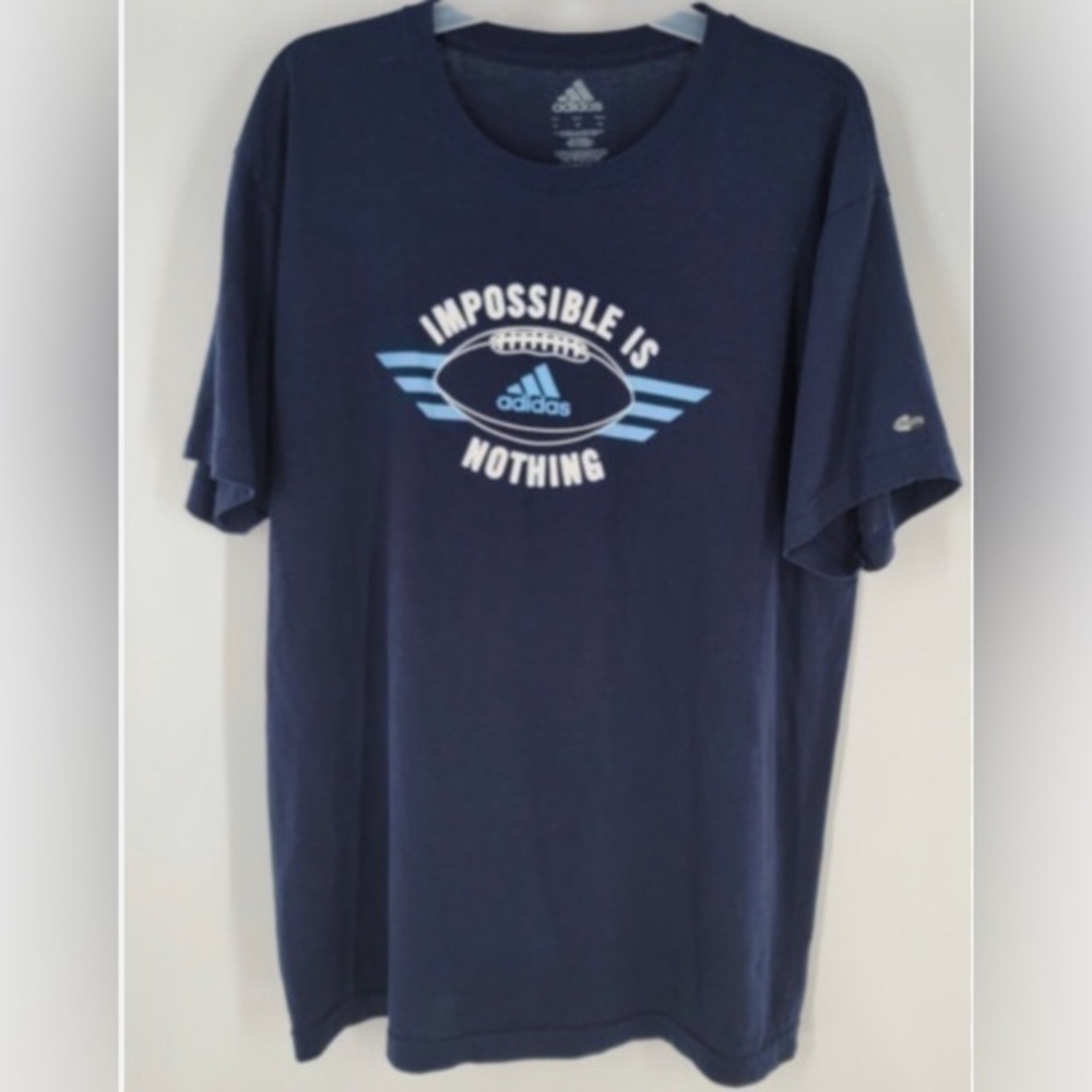 Adidas navy blue short sleeve Nothing is Impossible iAthletic T-shirt size XL